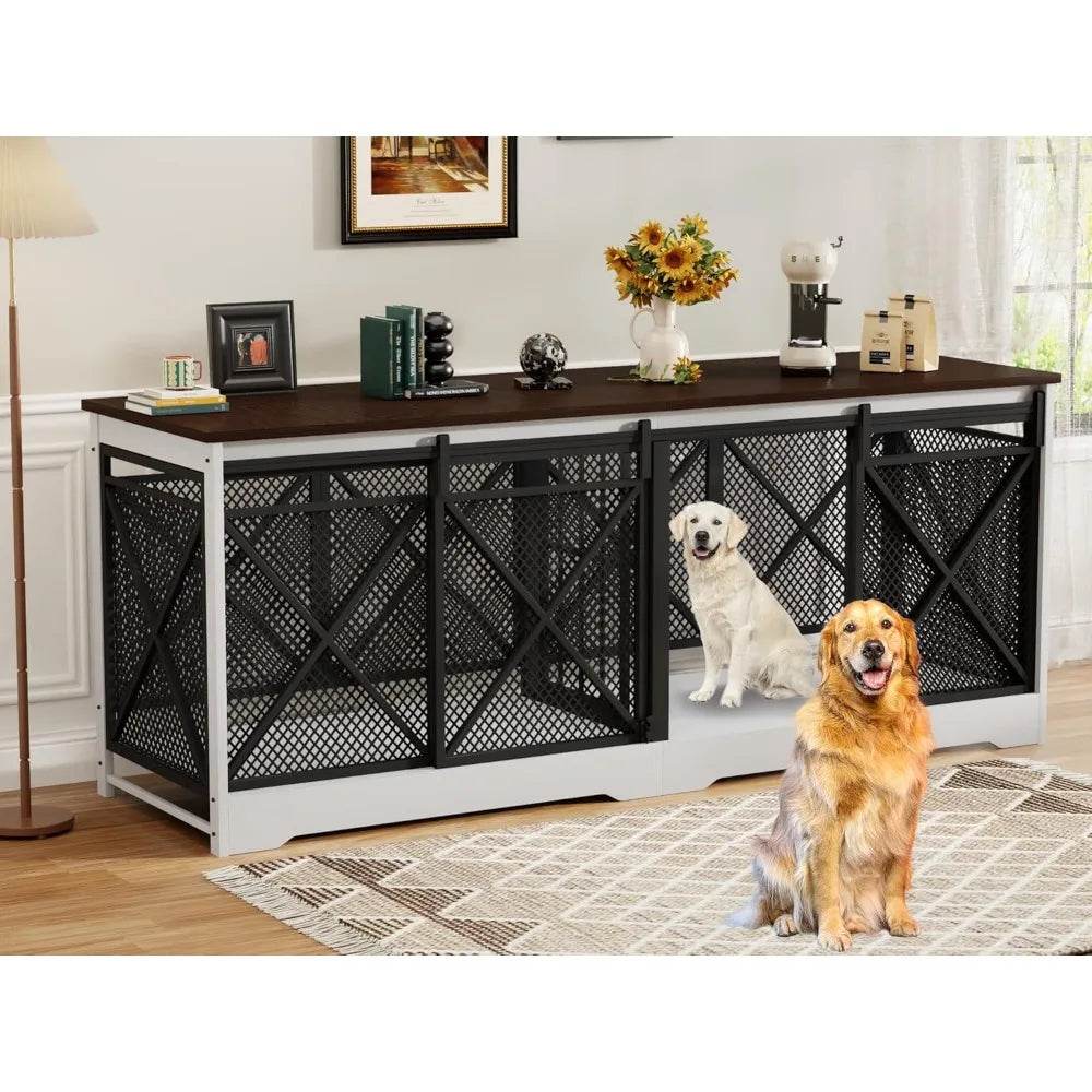 Double Dog Crate Furniture Heavy Duty Chew-Resistant Indoor - Omega Lifestyles