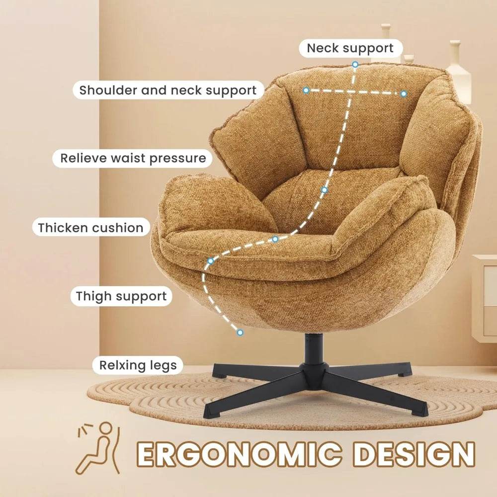 Ergonomic Swivel Living Room Chair with Metal Legs - Omega Lifestyles