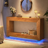 Wooden Farmhouse Console Table With 6000-Color Lighting
