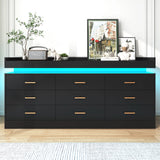 Modern 9-Drawer Wooden Dresser With LED Light