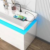 Modern 66-Inch High Gloss LED TV Stand With Power Outlet