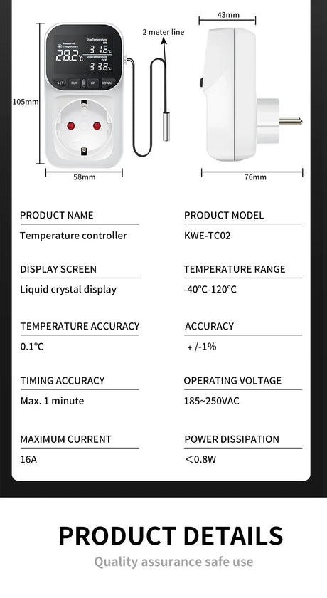 Digital Display Temperature Controller Thermostat Socket - Omega Lifestyles