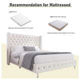 Queen Velvet Upholstered LED Wingback Bed Frame With USB Ports