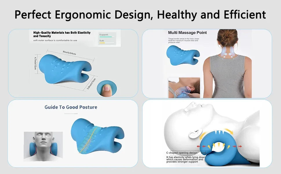 Ergonomic Cervical Spine Neck Traction Stretching Pillow - Omega Lifestyles