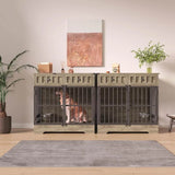 Indoor Wooden Dog Crate Furniture With Adjustable Feeder - Omega Lifestyles