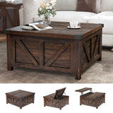 Farmhouse Lift-Top Square Coffee Table With Storage