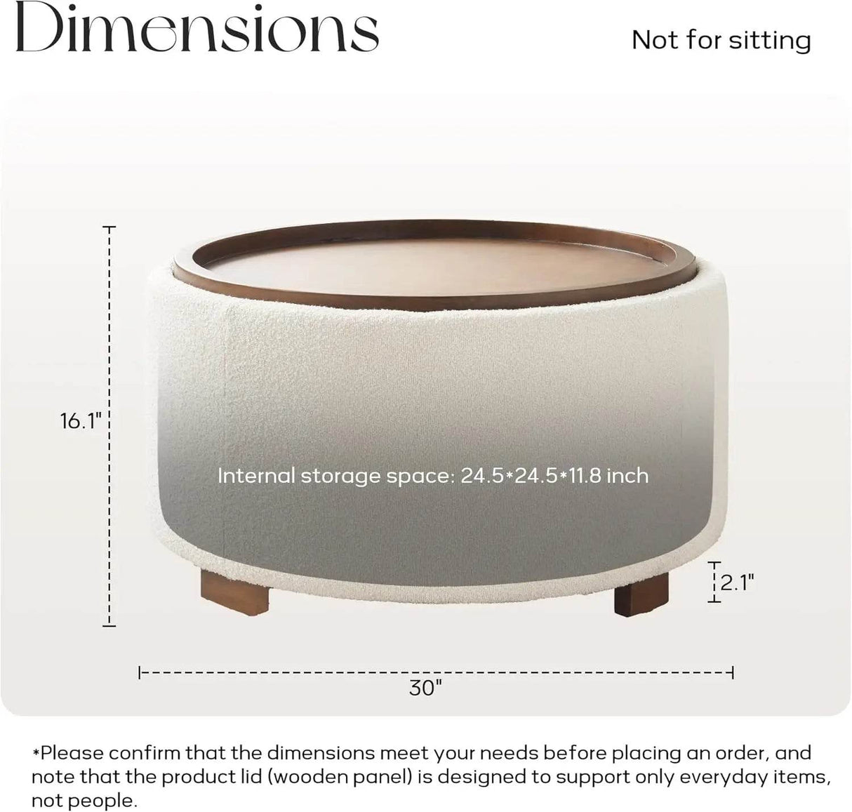 Modern Round Storage Ottoman Coffee Table - Omega Lifestyles