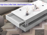 Modern LED High Glossy Wood Coffee Table With Storage