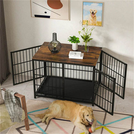 Multifunctional Wooden Dog Crate With Removable Tray - Omega Lifestyles