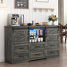 Farmhouse Wood Sideboard Buffet Cabinet With Charging Station