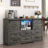 Modern Farmhouse Wood Storage Cabinet With Charging Station