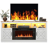 Farmhouse Rustic Fireplace TV Stand With LED Light
