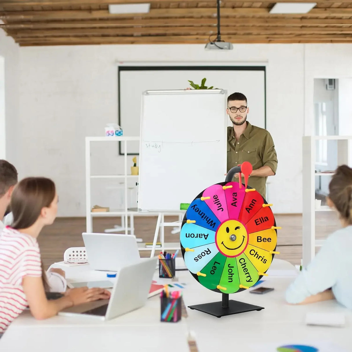 12-Slot Metal Prize Wheel Spinner with Stand - Omega Lifestyles