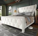 Velvet Upholstered Wingback Platform Bed Frame - Omega Lifestyles