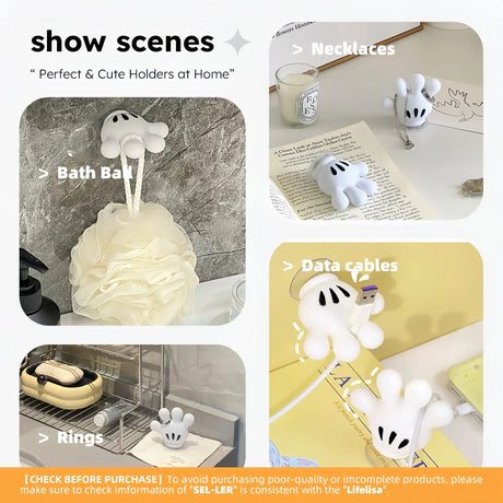 Palm Toothbrush Holder With Multifunctional Suction Hooks - Omega Lifestyles