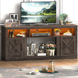 Farmhouse Rustic Fireplace TV Stand With LED Light