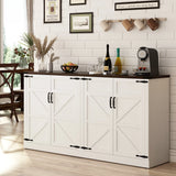 Farmhouse 65-Inch Wood Adjustable Shelf Sideboard Cabinet