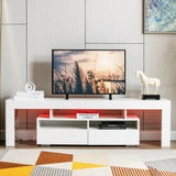 Modern 63-Inch Wooden TV Stand With RGB LED Lights