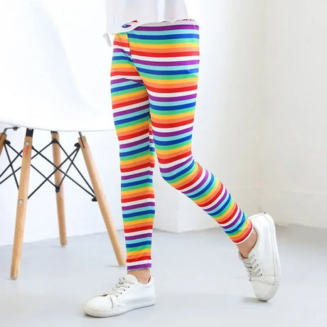 Girls Printed Cotton Polyester Stretch Leggings - Omega Lifestyles