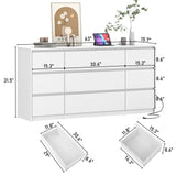 Modern 9 Drawer Engineered Wood Dresser With Charging Station