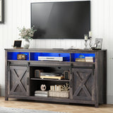 Farmhouse LED Wood Sliding Barn Door TV Stand