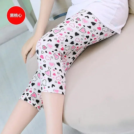 Girls Cotton Polyester Printed Calf-Length Slim Leggings - Omega Lifestyles
