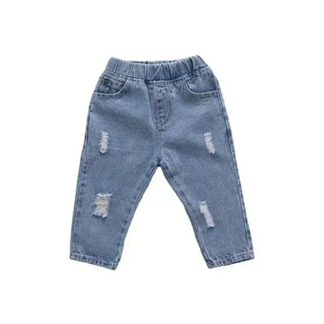Kids Casual Elastic Waist Denim Ripped Jeans - Omega Lifestyles