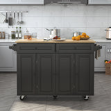 Spacious Rolling Kitchen Island Cart With Storage Cabinet