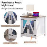 24-Inch Farmhouse Industrial End Table With Charging Station