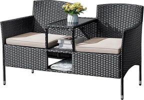 Outdoor Furniture Patio Loveseat Wicker Bench - Omega Lifestyles