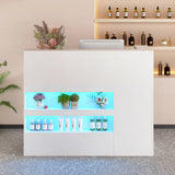 Modern LED Reception Desk With Storage Cabinets and Power Outlets