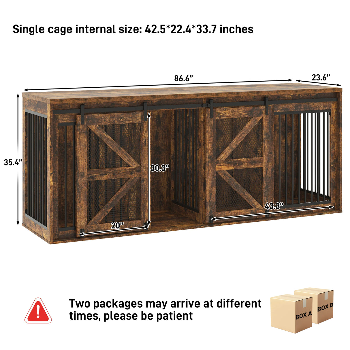 Farmhouse Wooden Large Dog Crate TV Stand Furniture