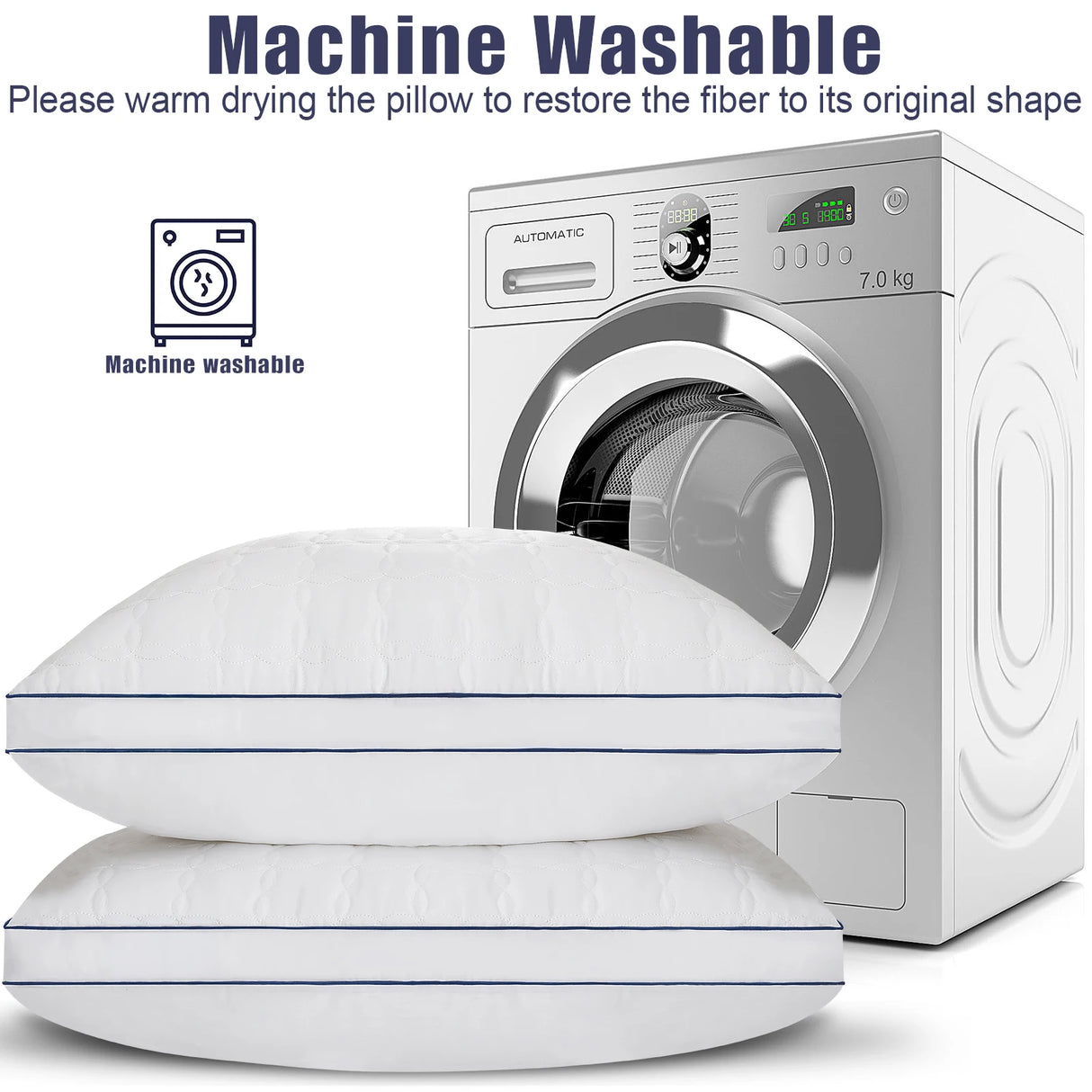 Set Of 2 Soft Down Alternative Bed Pillows