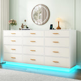 Modern 12 Drawer Dresser With Built-In Charging Station