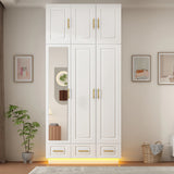 Modern 3-Door Engineered Wood Wardrobe With LED Lights