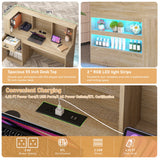 Modern LED Reception Desk With Storage Cabinets and Power Outlets