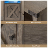 Farmhouse LED Nightstand Set of 2 With Charging Station