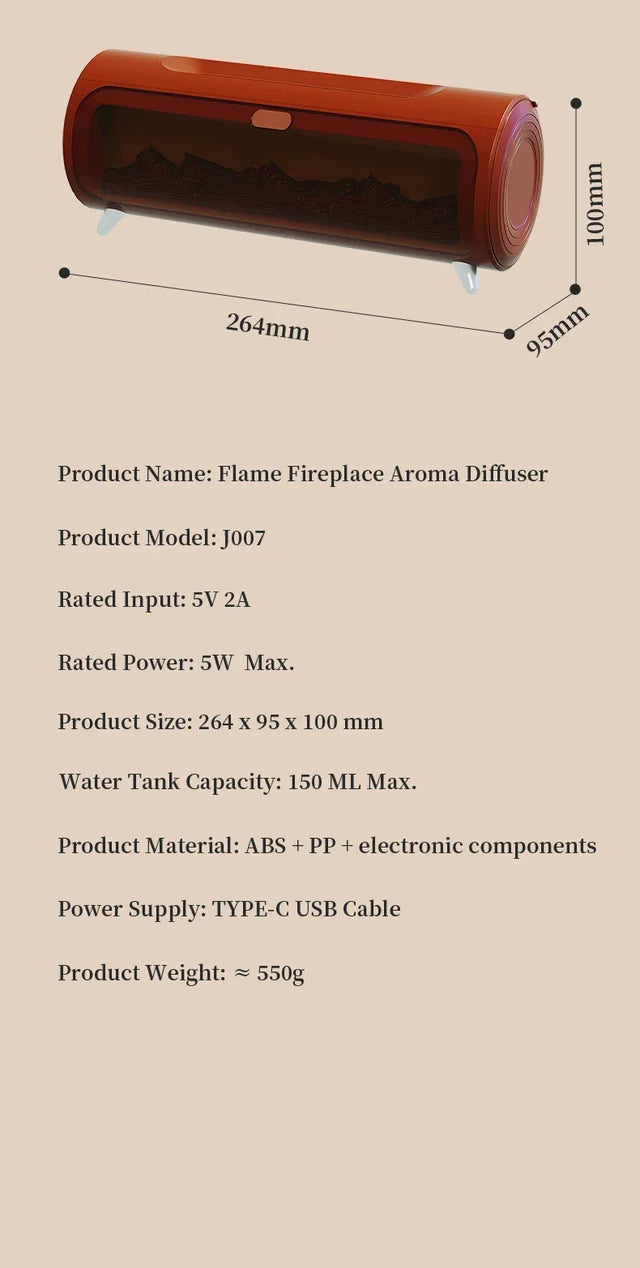 Fireplace Ultrasonic Essential Oil Aroma Diffuser Humidifier - Omega Lifestyles