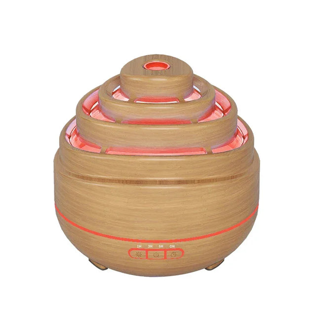 Ultrasonic Wood Grain Aroma Diffuser With Colorful LED Light - Omega Lifestyles