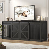 Farmhouse Wooden Large Dog Crate TV Stand Furniture