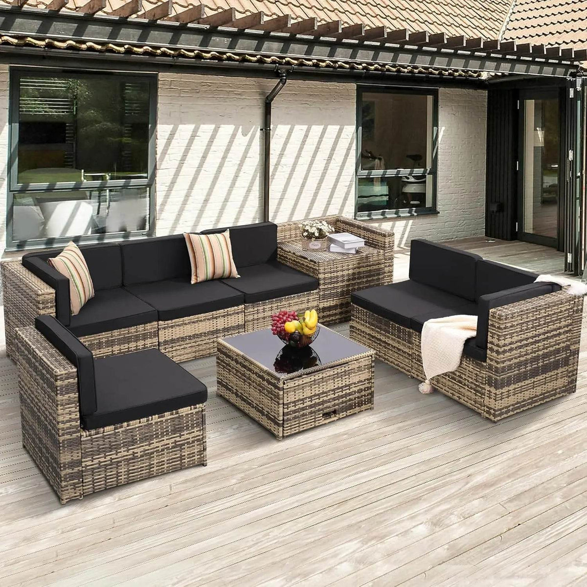 8-Piece Outdoor Rattan Patio Furniture Set - Omega Lifestyles