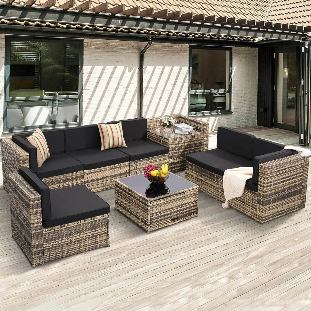 8-Piece Outdoor Rattan Patio Furniture Set - Omega Lifestyles