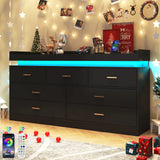 Modern 7-Drawer Wooden Dresser With LED Light