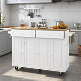 Spacious Rolling Kitchen Island Cart With Storage Cabinet