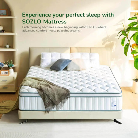 14 Inch Queen Size Hybrid Mattress with Cooling Gel and Individual Pocket Springs for Motion Isolation & Edge Support, Medium Fi - Sleep Galleria