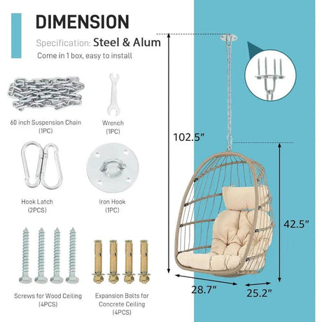 Indoor Outdoor Foldable Egg Swing Chair - Omega Lifestyles