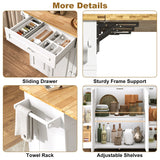 Spacious Rolling Kitchen Island Cart With Storage Cabinet