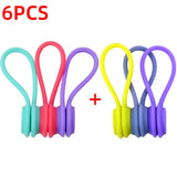 Set of 6 Silicone Reusable Cable Twist Ties Organizer