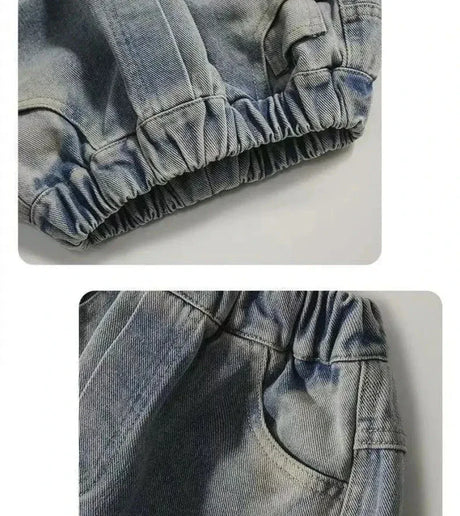 Children’s Loose Fit Mid Waist Big Pocket Straight Jeans - Omega Lifestyles