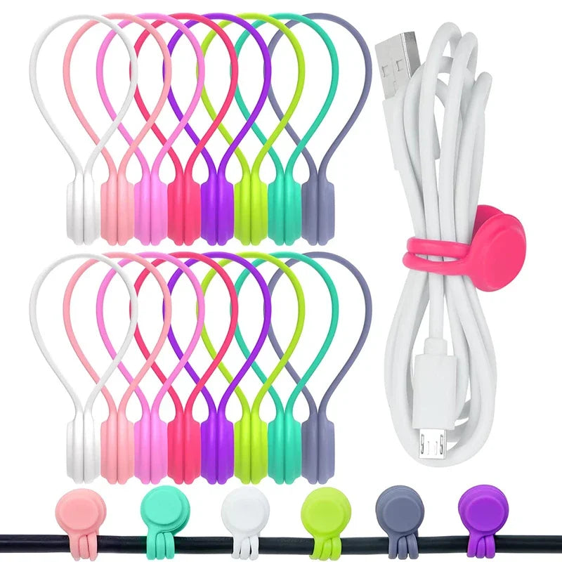 Set of 6 Silicone Reusable Cable Twist Ties Organizer